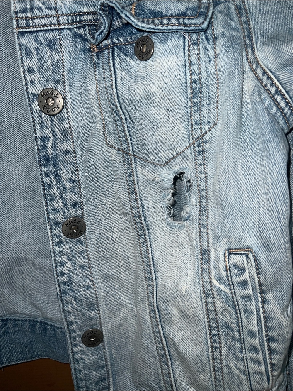 Distressed Light Denim Jacket - Picture 3 of 5
